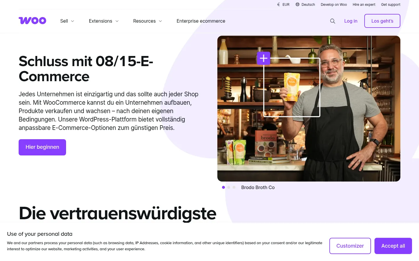 Screenshot der geprüften Website https://woocommerce.com/de/