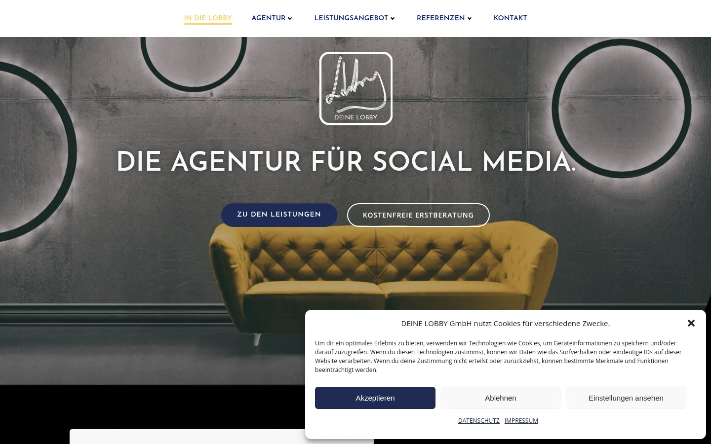 Screenshot der geprüften Website https://deinelobby.com/