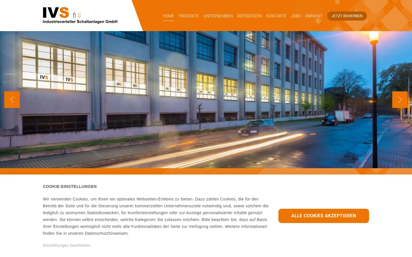 Screenshot der geprüften Website https://www.ivs-schaltanlagen.com/