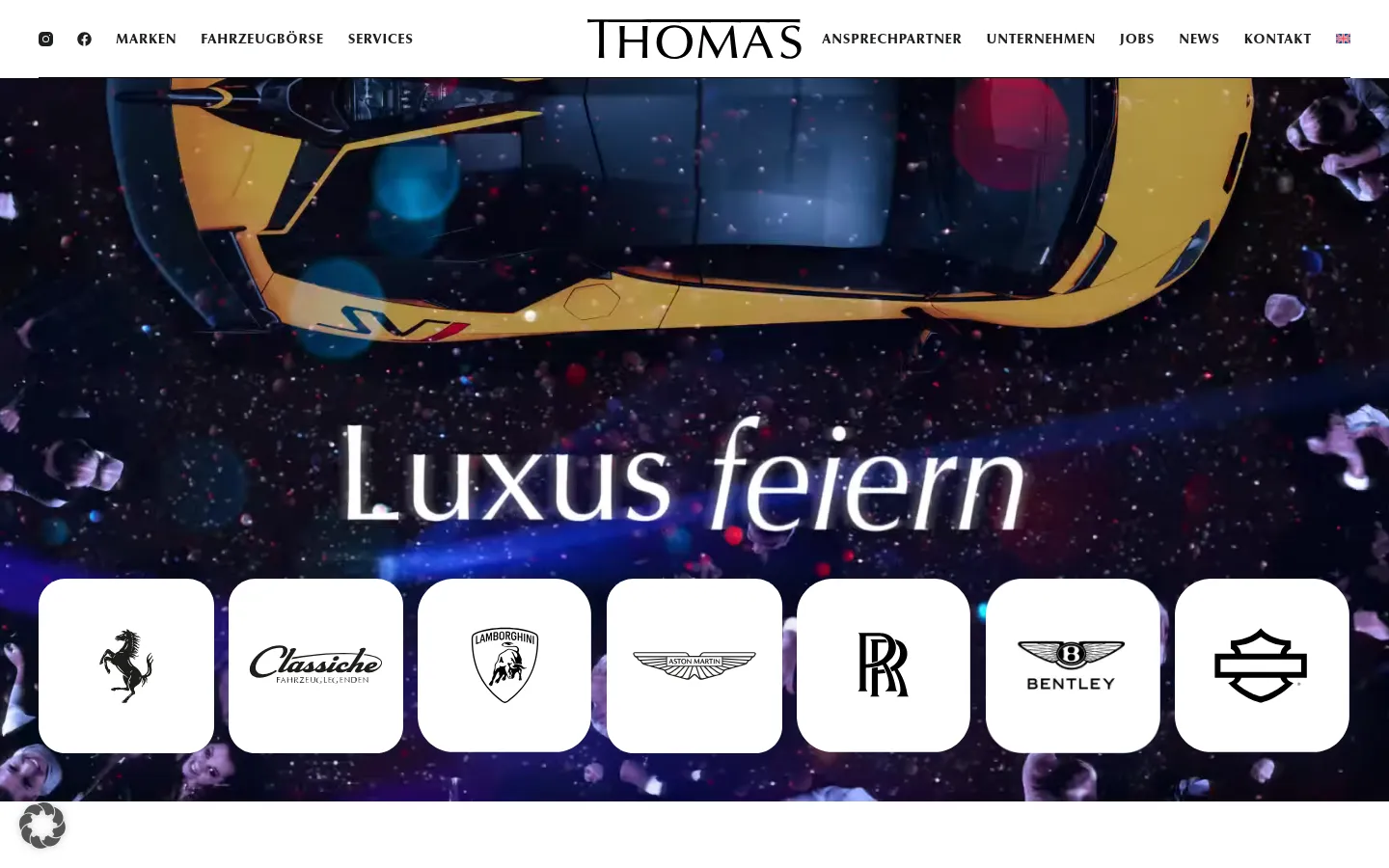 Screenshot der geprüften Website https://www.thomas-exclusive-cars.de/